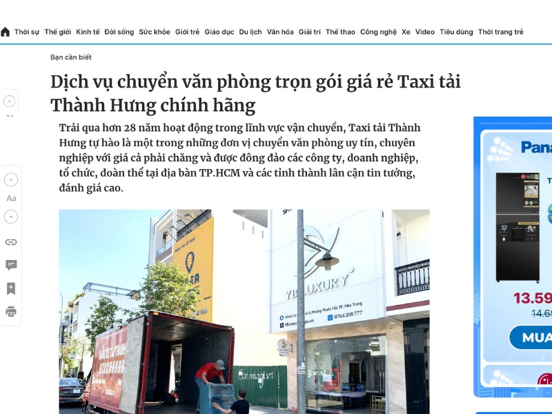 Báo đưa tin về Taxi Tải Thành Hưng thật