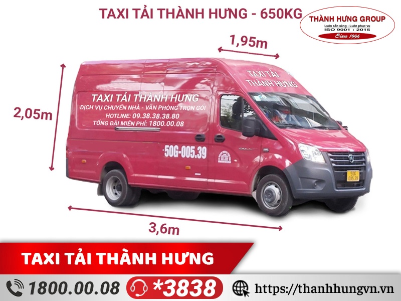 Taxi tải Thành Hưng trọng tải 650kg